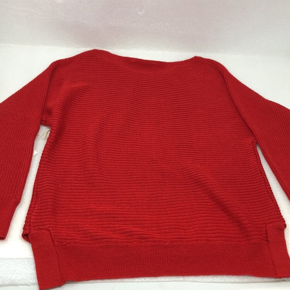 NEW Chelsea & Violet Girls Sweater Red Wool Blend Boatneck Ribbed Knit Medium - Picture 6 of 11